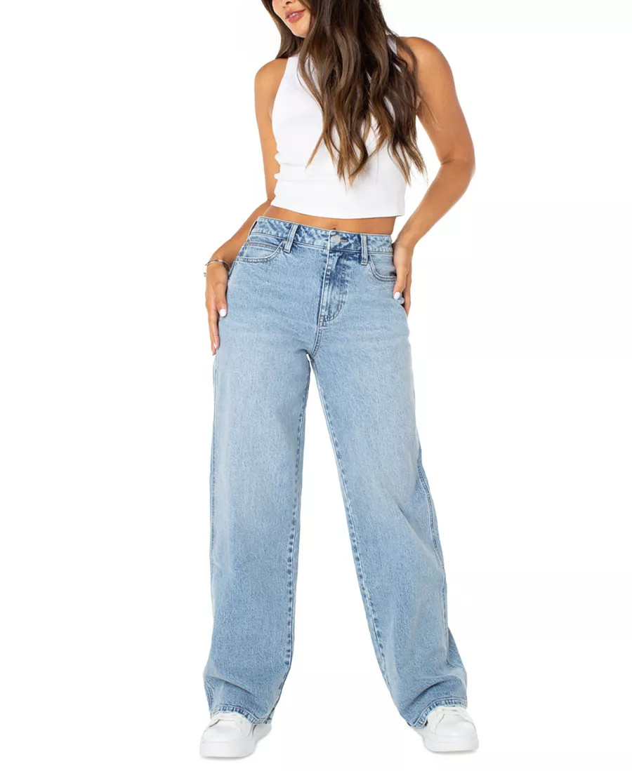 Celebrity Pink Juniors' High Rise Baggy Wide-Leg Curvy Jeans - Macy's | Macy's