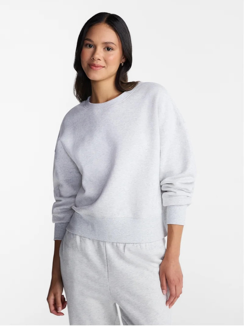 No Boundaries Boxy Fleece Sweatshirt, Midweight, Women's XXS-XXL | Walmart (US)