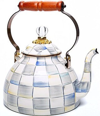 MacKenzie-Childs Check Enamel 3-Quart Tea Kettle - Sterling Check | Dillard's