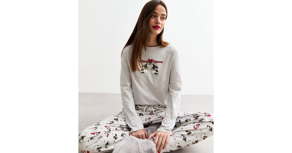 Grey Cotton Blend Merry Kissmas Christmas Pyjama Set | New Look | New Look (UK)