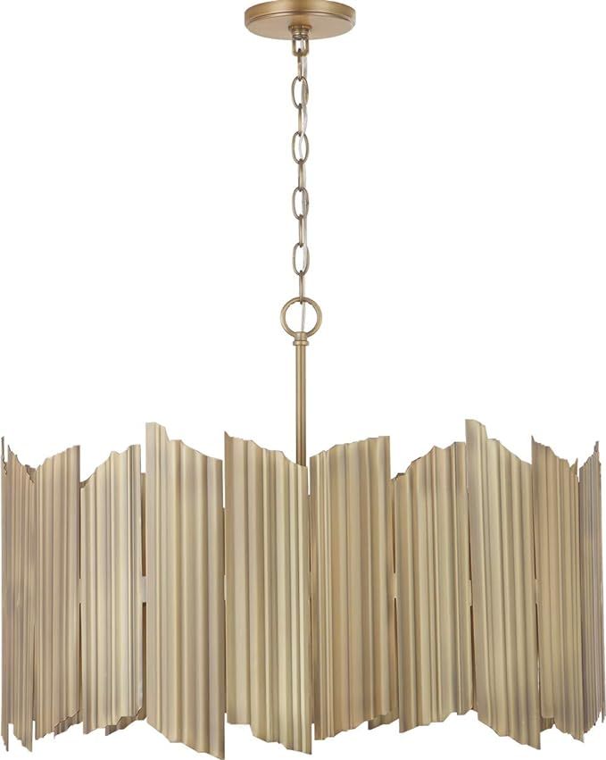 Capital Lighting 333441AD Xavier Modern Art-Inspired Corrugated Metal Panels Drum Pendant, 4-Ligh... | Amazon (US)