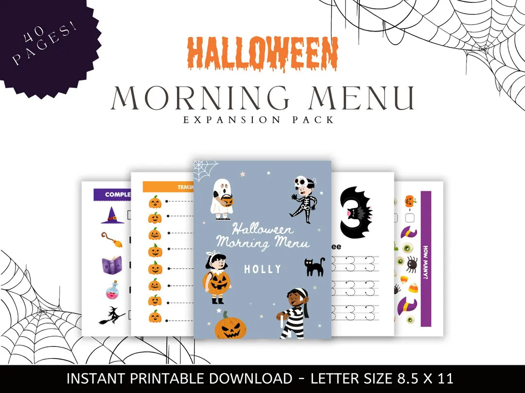Halloween Fun Expansion Pack Morning Menu - Morning Menu Printable - Homeschool Printables - Todd... | Etsy (US)