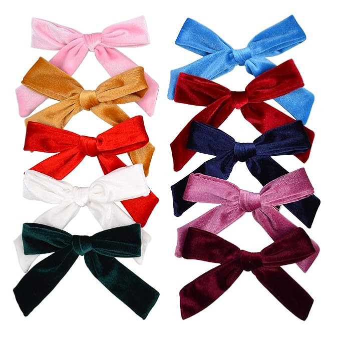 10PCS 6.3"Big Hair Bows Clip Velvet Bows Alligator Clips for Baby Girls Toddlers Teens Kids Ponyt... | Amazon (US)