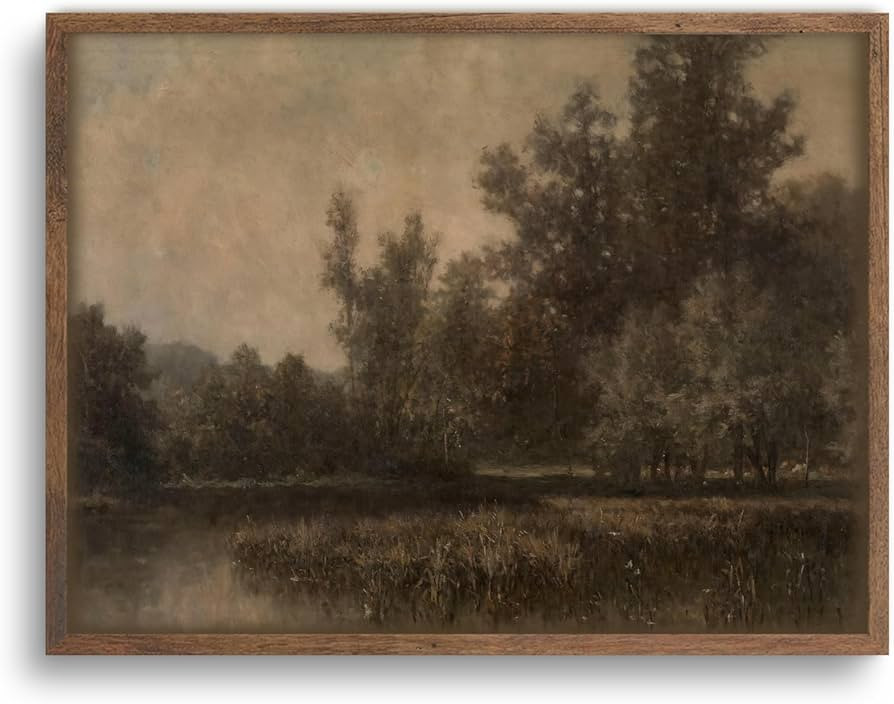 YSDPIC Vintage Forest Landscape Wall Art with Dark Wood Frame – 12x16 Inch Rustic Tree and Lake... | Amazon (US)