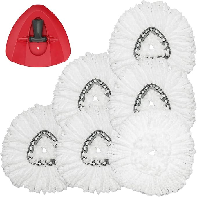 Spin Mop Replacement Head - 6 Pack EasyWring Mop Refills with Base Compatible with O-Cedar Triang... | Amazon (US)