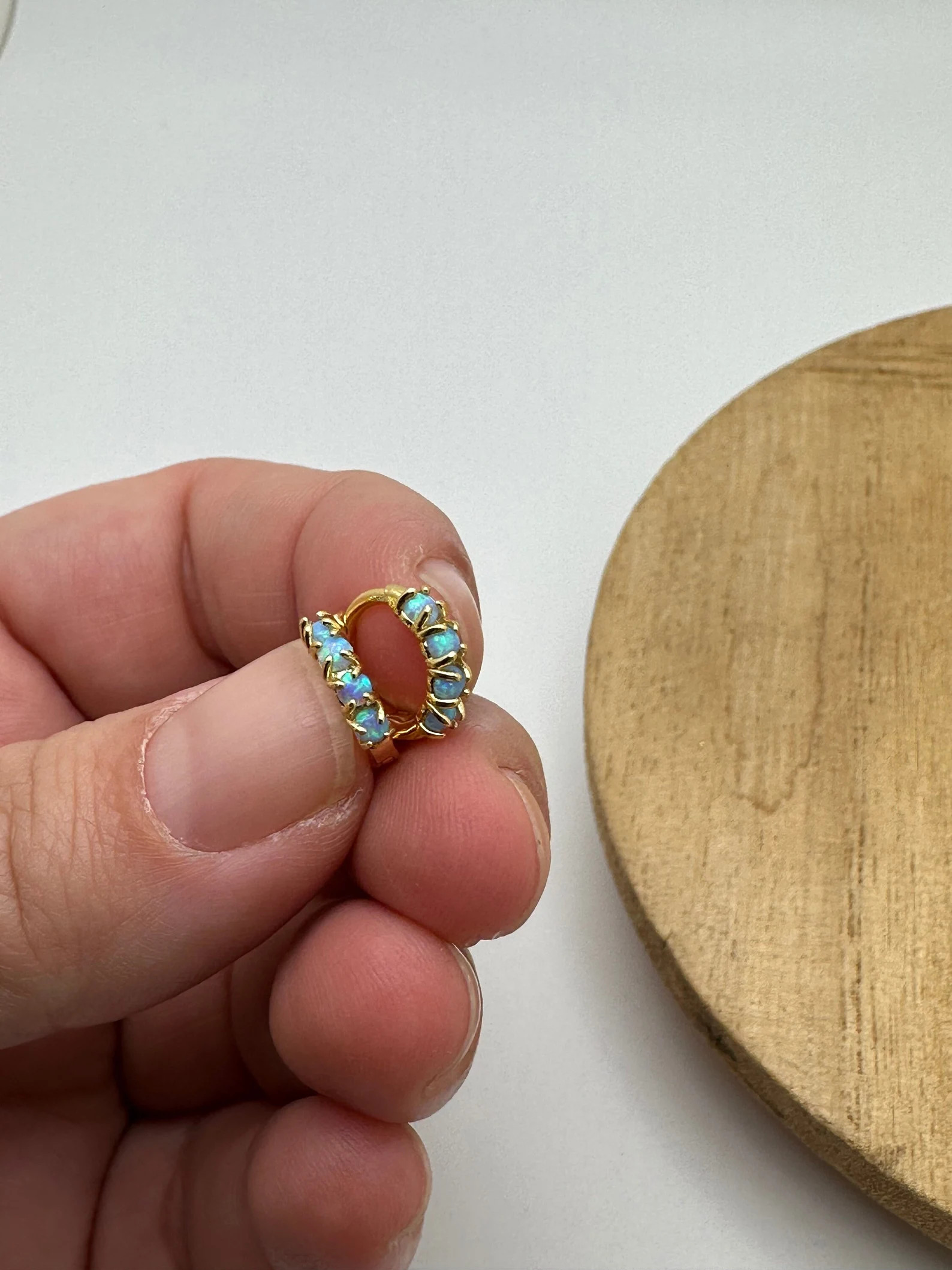 Blue Opal Huggie Earrings, Gold Earrings, Bridesmaid Earring, Gift for Her, Hypoallergenic, Gift ... | Etsy (US)