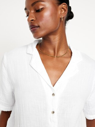 Crinkle Gauze Button-Down Top | Old Navy (US)