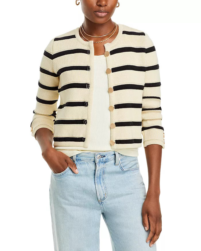 Marloe Stripe Crewneck Cropped Cardigan | Bloomingdale's (US)