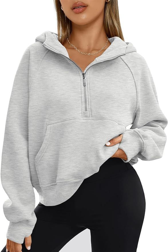 AUTOMET Half Zip Sweatshirts Cropped Hoodies Fleece Jackets Womens Quarter Zip Up Pullover Fall O... | Amazon (US)