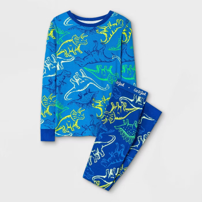 Boys' 2pc Dino Tight Fit Pajama Set - Cat & Jack™ Blue | Target