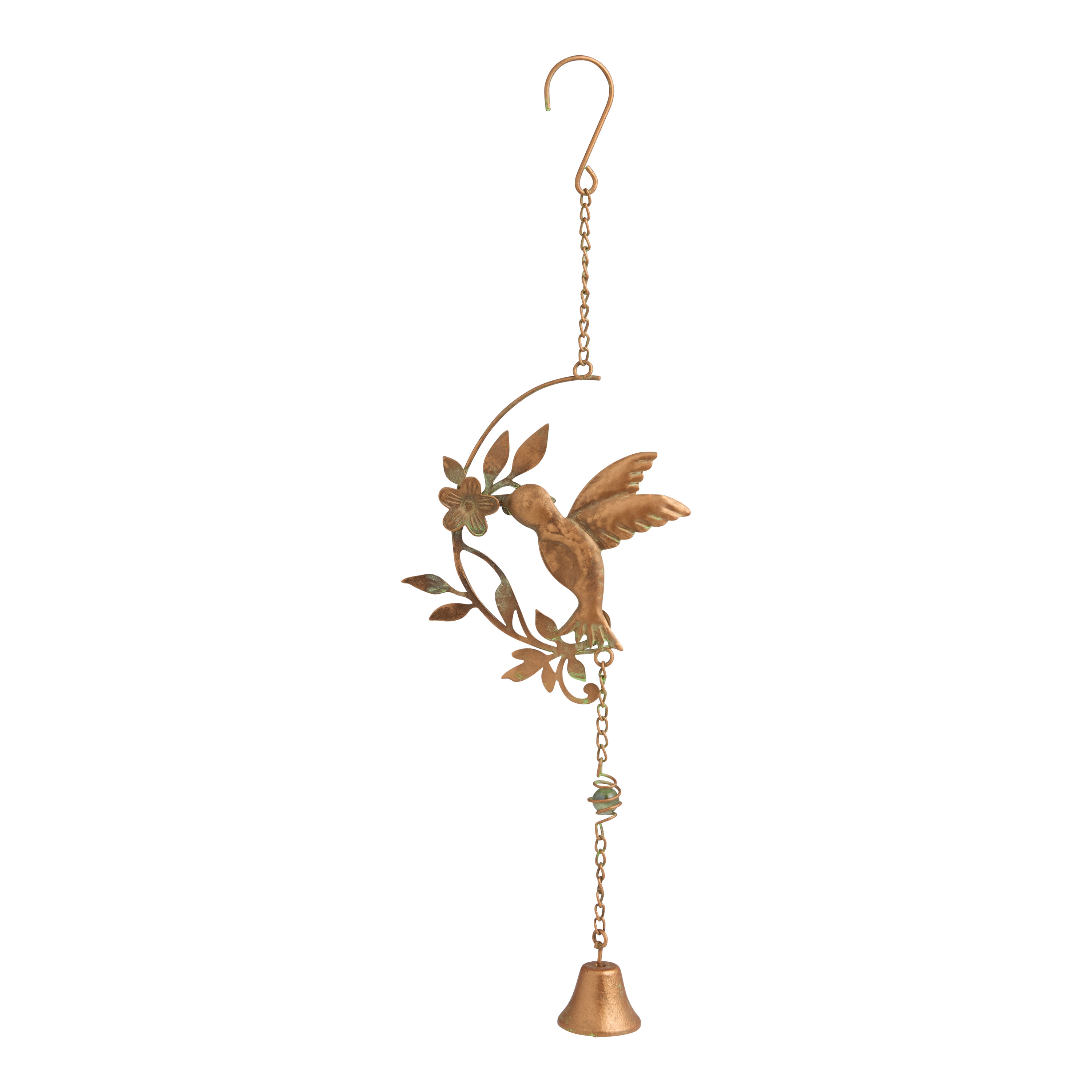 Gold Patina Metal Hummingbird Wind Chime | World Market