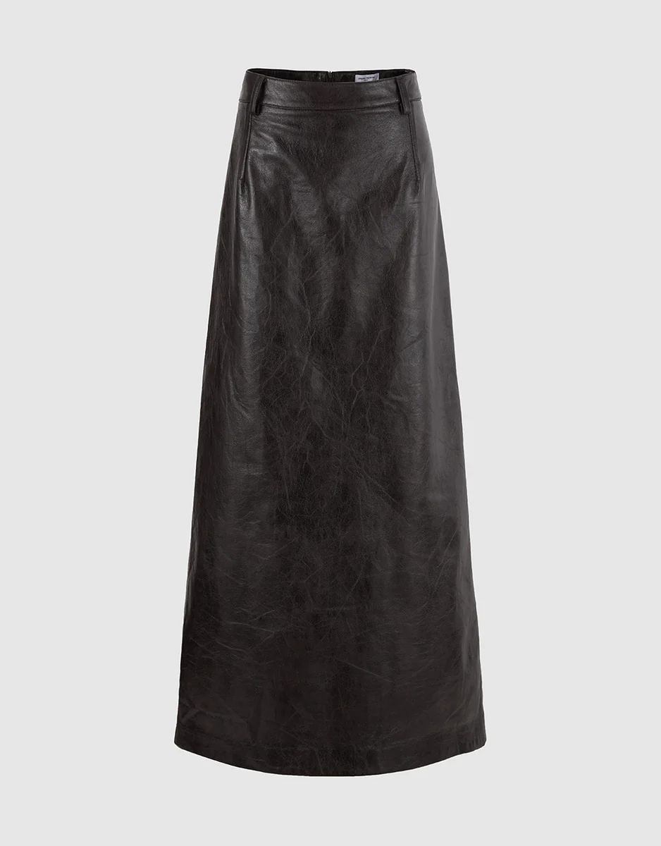 Vegan Leather Maxi Straight Skirt | Urban Revivo