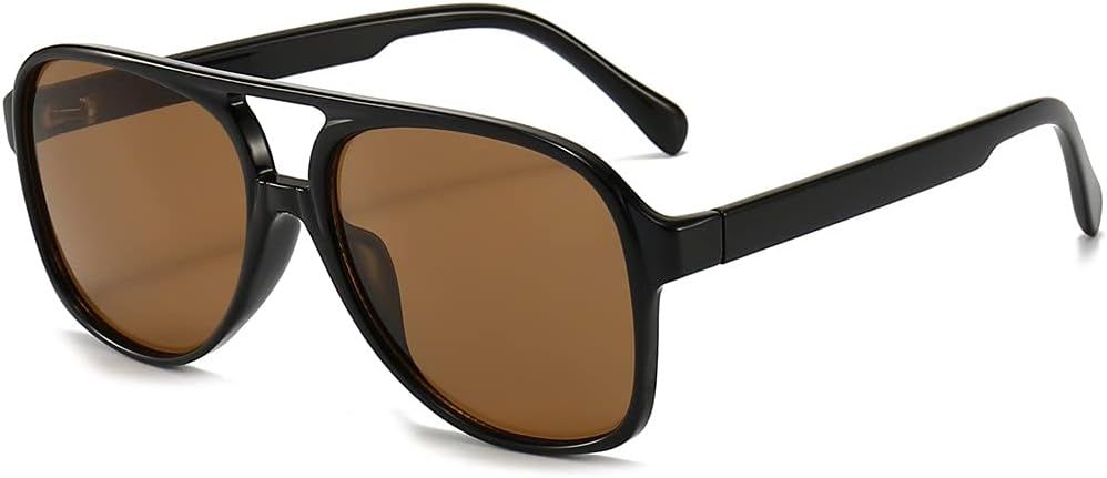 LASPOR Polarized Aviator Sunglasses for Women Men 70s Vintage Retro Glasses Large Frame Plastic Shad | Amazon (US)