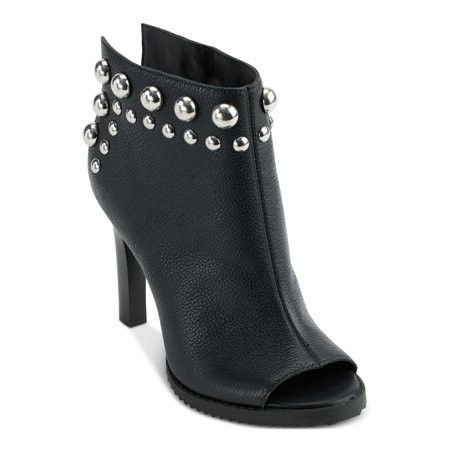 KARL LAGERFELD Womens Black Open Back Studded Padded Bonnie Peep Toe Stiletto Slip On Leather Dress Booties 9.5 M | Walmart (US)