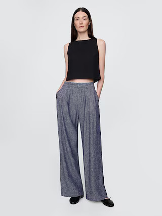365 High Rise Linen-Blend Trousers | Gap (US)