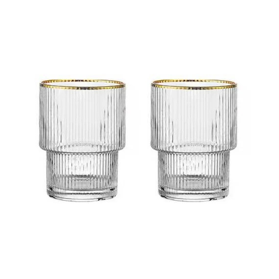 Gold Ripple Glass Cup  Ribbed Whiskey Tumbler  Cocktail Wine | Etsy | Etsy (US)