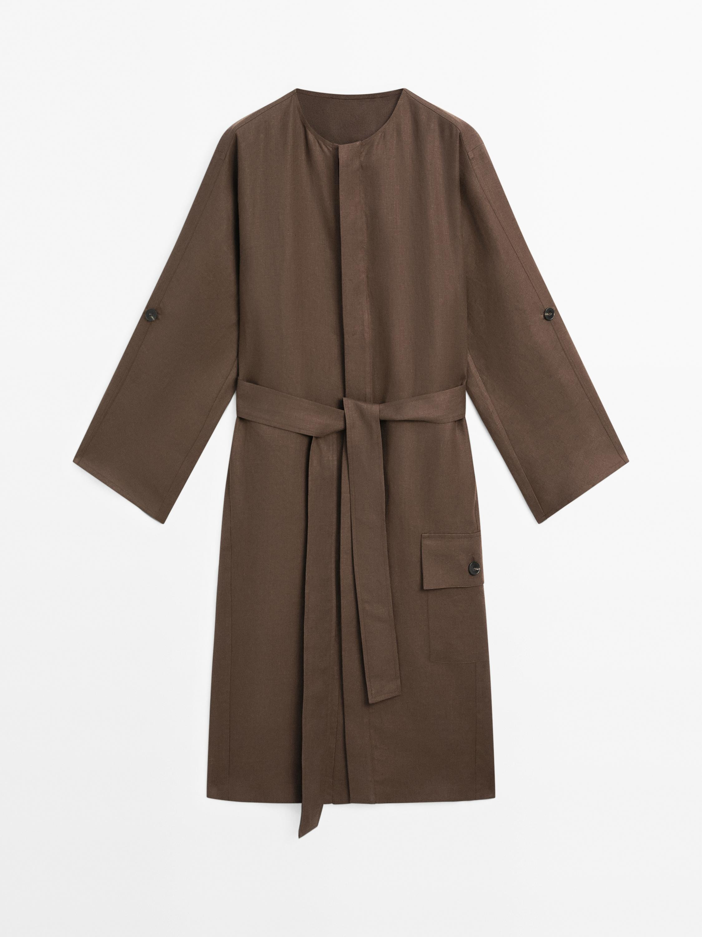 100% linen shirt dress | Massimo Dutti US