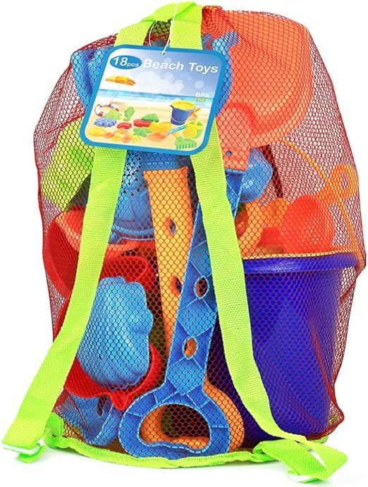 Click N' Play Beach Toys for Kids 3-10 - 18 Piece Sand Toys Including Sand Bucket with Sifter, Wa... | Amazon (US)