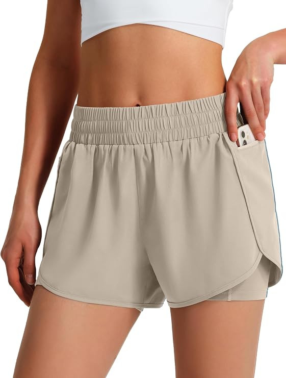Ksmien Women's Athletic Running Shorts with Liner Phone Pockets | Lightweight Quick Dry Fabric wi... | Amazon (US)