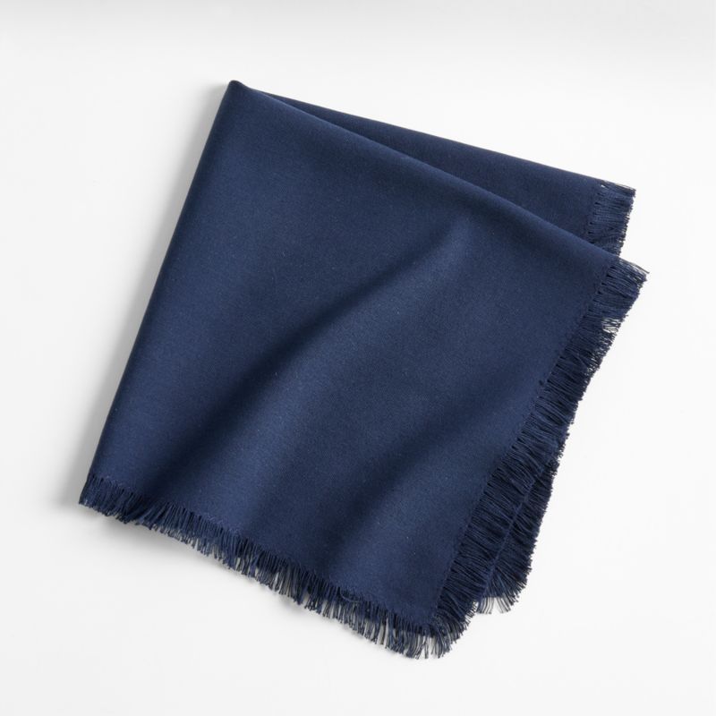 Craft Deep Indigo Cotton Fringe Napkin + Reviews | Crate & Barrel | Crate & Barrel