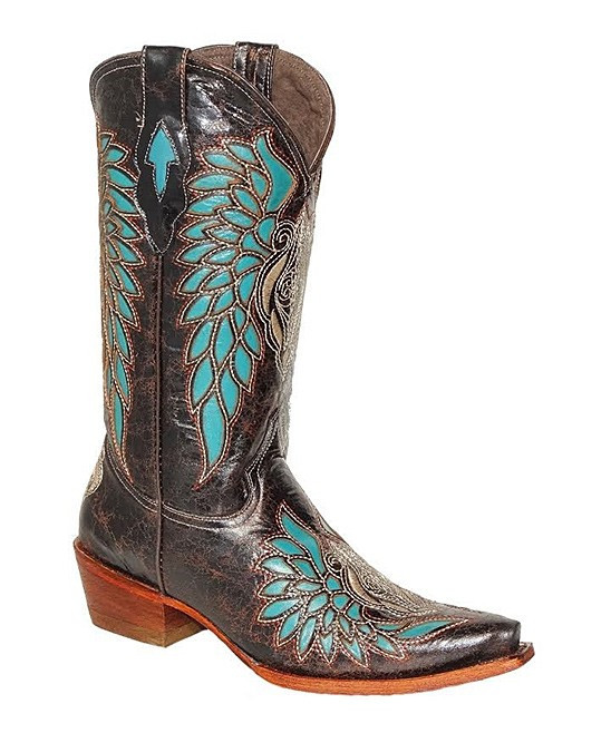 Pecos Bill Women's Western Boots - Blue & Turquoise Wing Embossed Leather Cowboy Boot - Women | Zulily