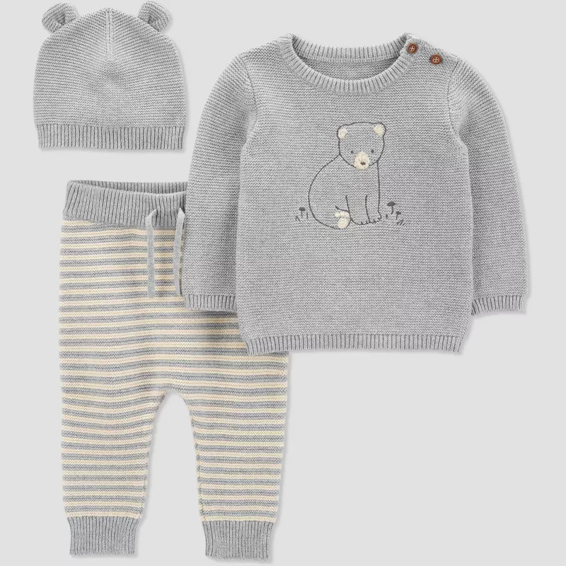 Carter's Just One You® Baby Boys' Bear Striped Top & Bottom Set - Gray | Target