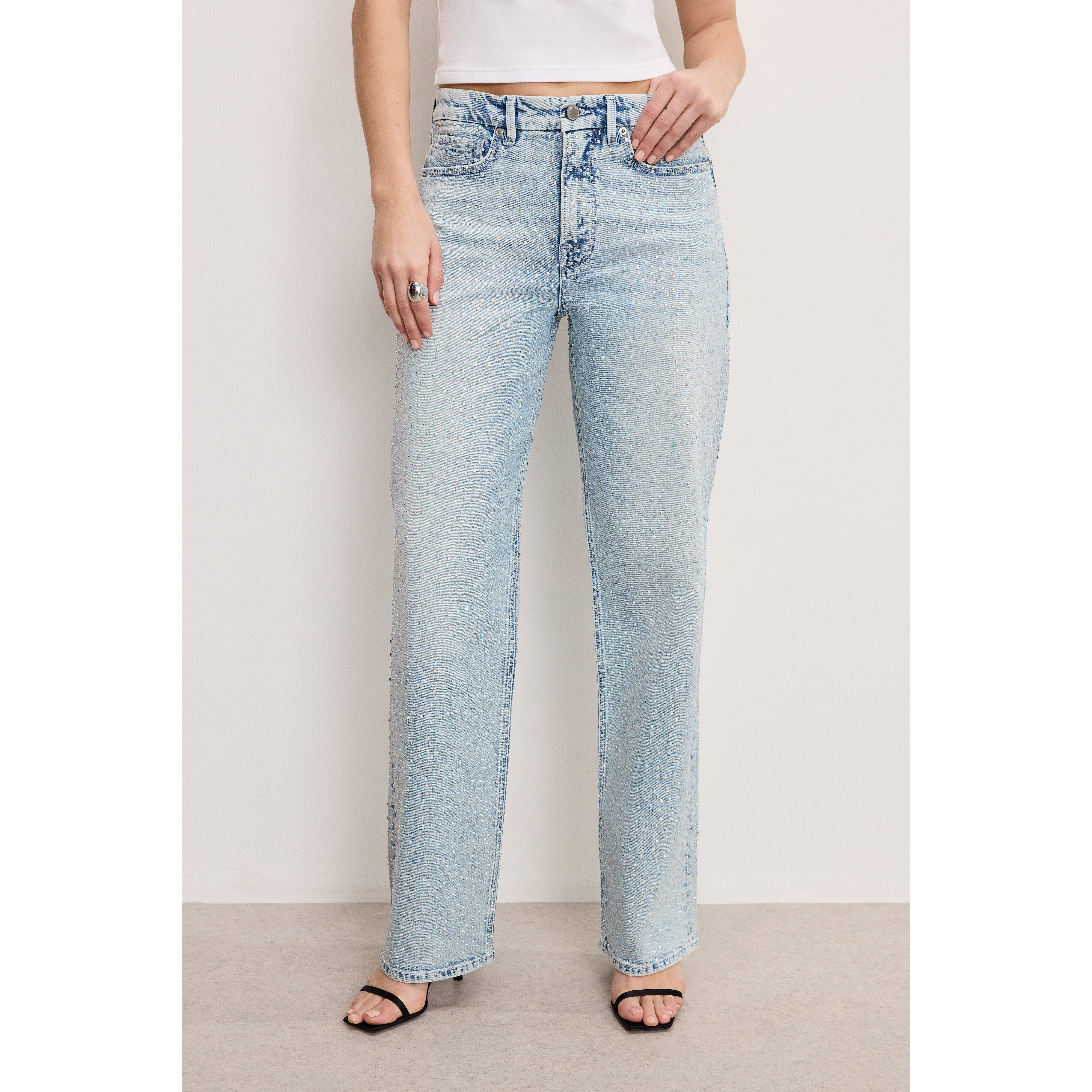 Women's Good 90s Relaxed Rhinestone Jeans | Indigo, 5 Size 12 | Good American by Khlo� Kardashian | Good American