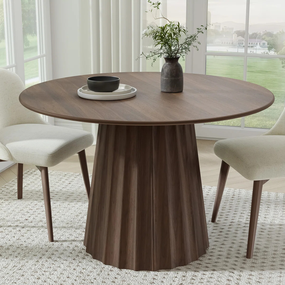 Solid Wood Dining Table Round Pedestal Kitchen Table | Wayfair North America