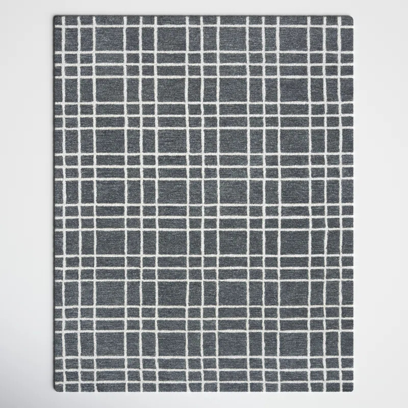 Alec Plaid Hand Tufted Wool Gray Area Rug | Wayfair North America