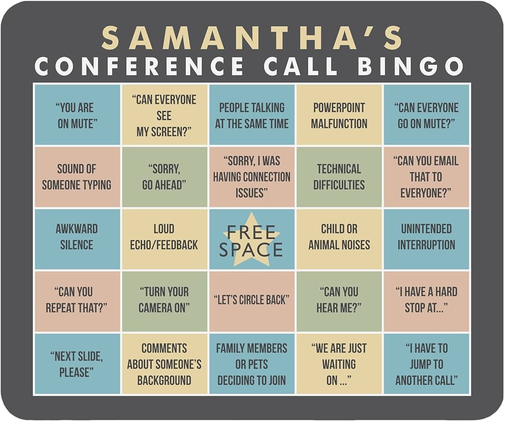Let's Make Memories Personalized Conference Call Bingo Mouse Pad - for Virtual Meetings - Work fr... | Amazon (US)