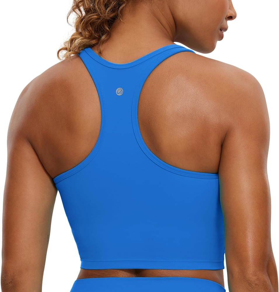 CRZ YOGA Butterluxe Womens Y-Back Racerback Longline Sports Bra - Padded Scoop Neck Workout Crop ... | Amazon (US)