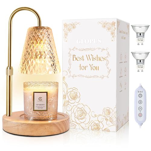 Candle Warmer Lamp with Timer, Stocking Stuffers for Women, Mom Gifts for Women Mom Christmas, Adjustable Height Candle Warmer, Dimmable, Home Decor, Wax Warmer Lamp for Jar Candles with 2 Bulbs | Amazon (US)