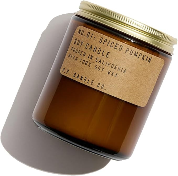 P.F. Candle Co. Seasonal Fall Autumn Scented Soy Wax Candle - (7.2 oz) 40-50 Hour Burn Time, Ambe... | Amazon (US)