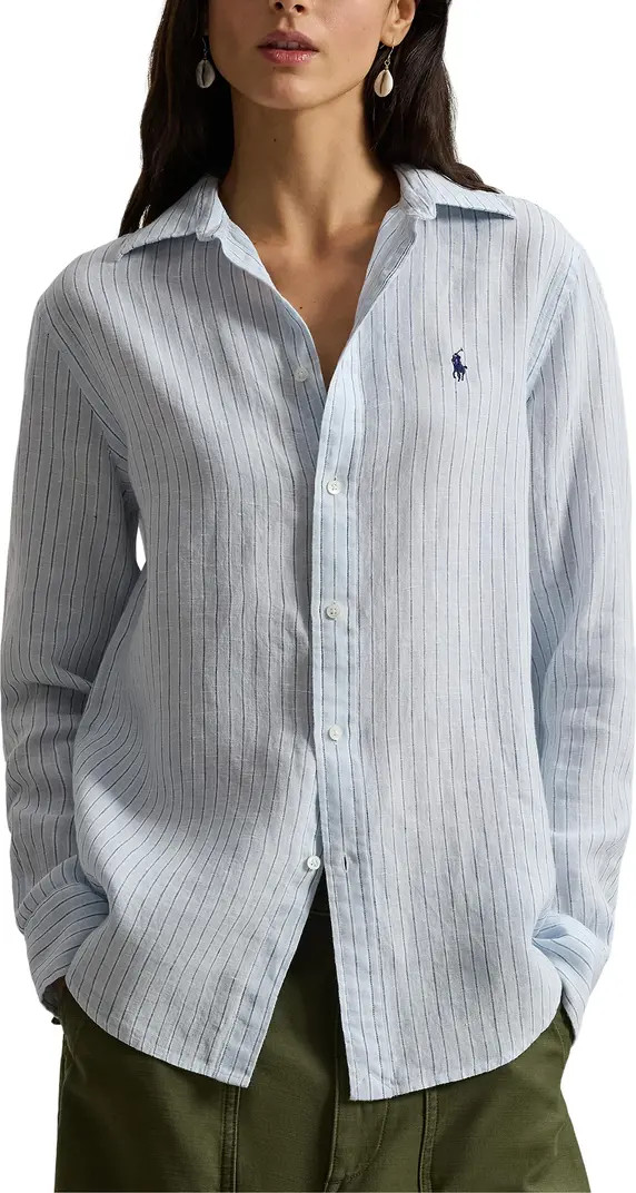 Classic Fit Stripe Linen Button-Up Shirt | Nordstrom