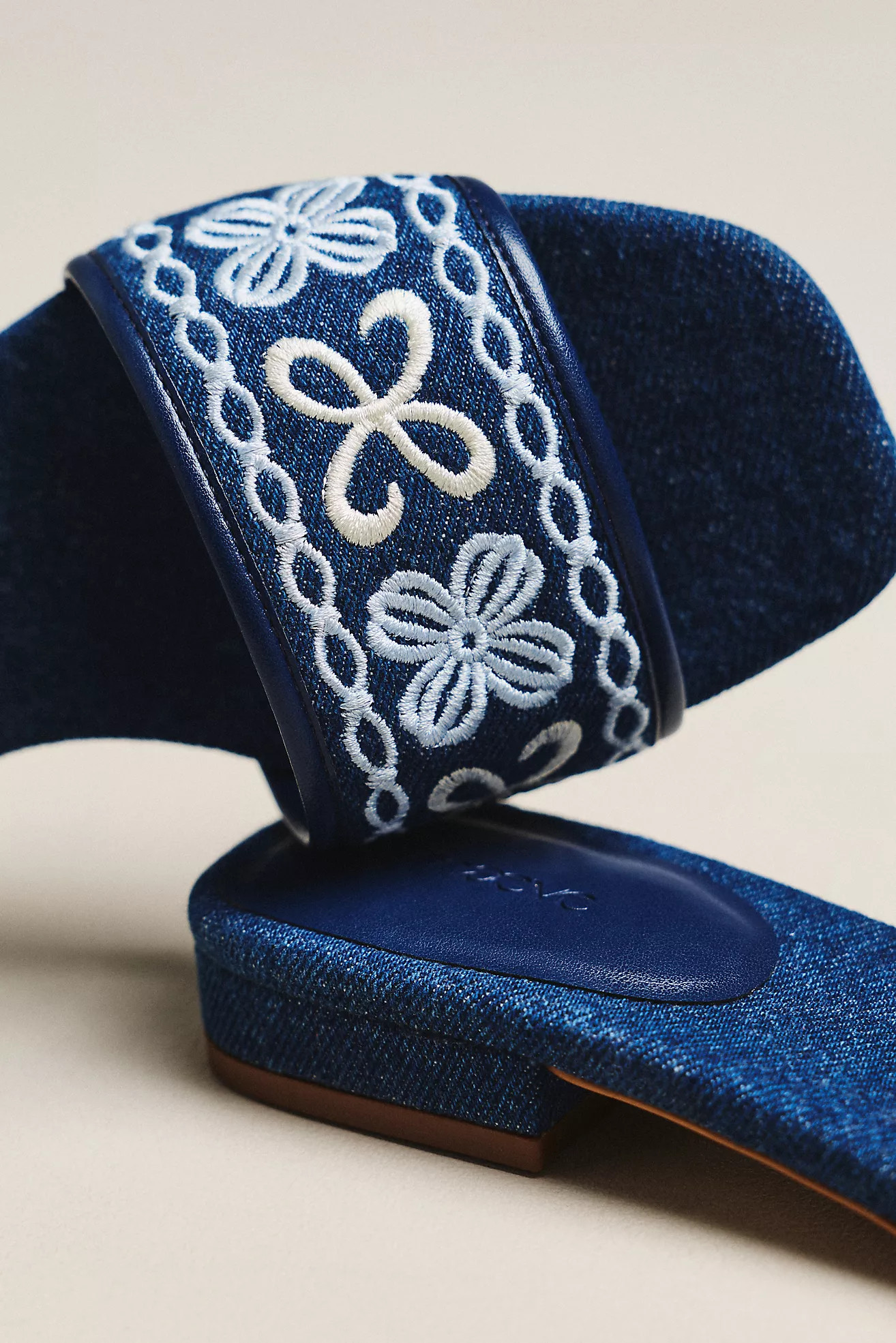 Maeve Embroidered Logo Slide Sandals | Anthropologie (US)