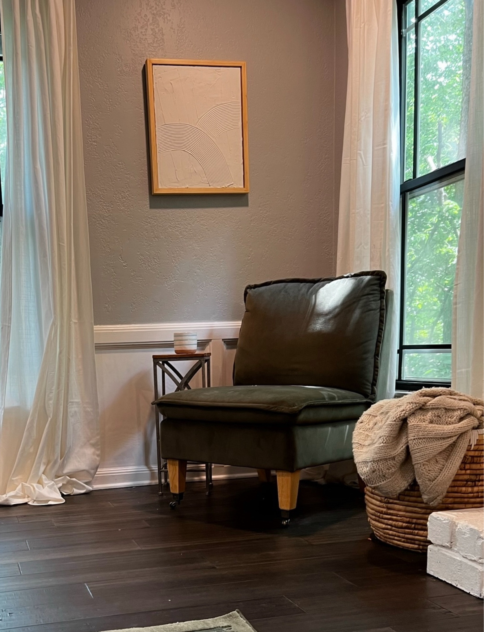 Green studio mcgee velvet chair! So comfy and cute 