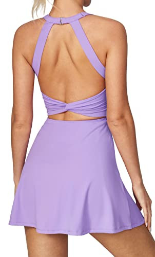 Heathyoga Tennis Dress with Built in Shorts and Bra Athletic Dress for Women Summer Cut Out Twist... | Amazon (US)