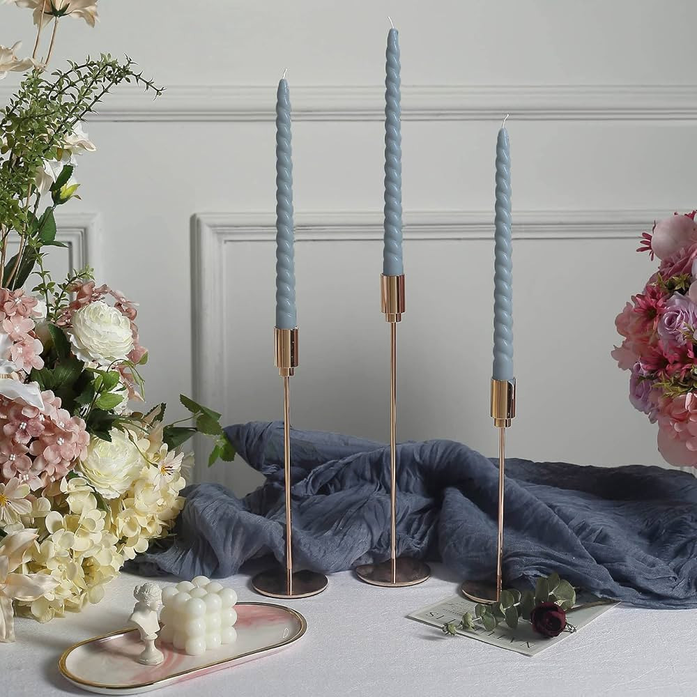 Efavormart 12 Pack | 11" Dusty Blue Premium Spiral Long Burn Wick Taper Candles, Tall Unscented W... | Amazon (US)