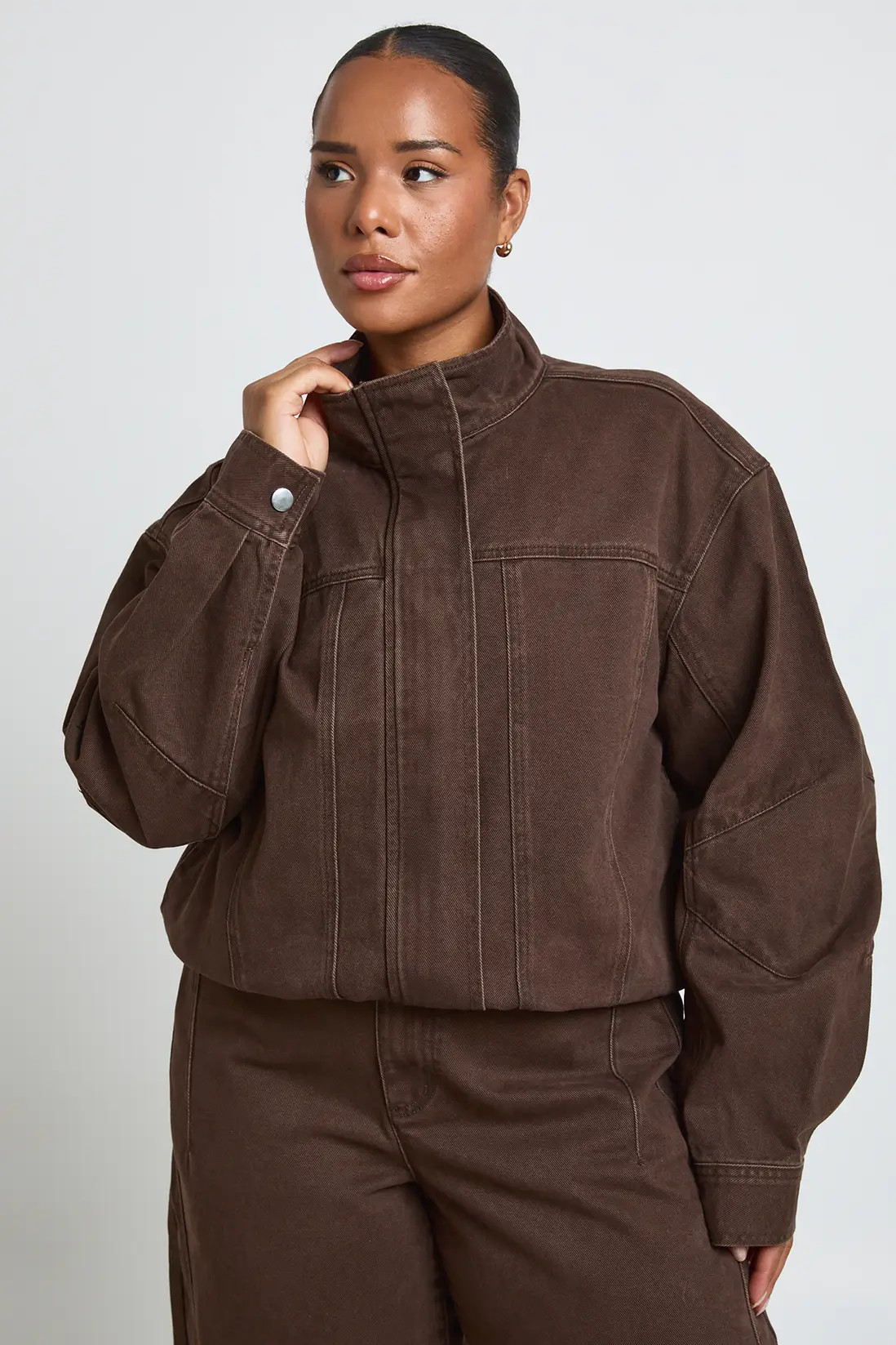 Chocolate Plus Funnel Neck Jacket | Boohoo USA | boohoo (US & Canada)
