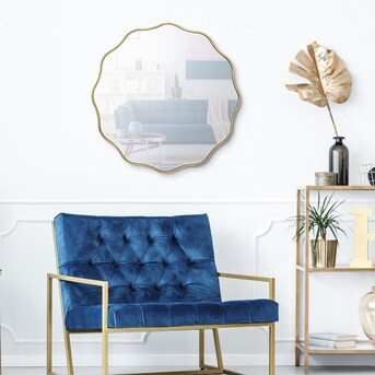 allen + roth 30-in W x 30-in H Round Gold Beveled Wall Mirror | Lowe's