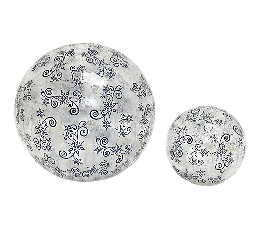 Temp-tations Seasonal Set of 2 Crackle Glass Spheres - QVC.com | QVC
