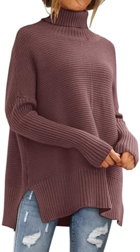 LILLUSORY Women Oversized Turtleneck Sweaters Fall Cozy Long Pullover Tunic | Amazon (US)