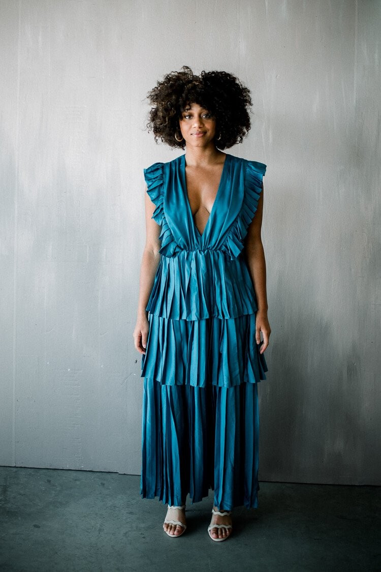 Clara Ruffle Tier Maxi Dress - Deep Teal | Confête