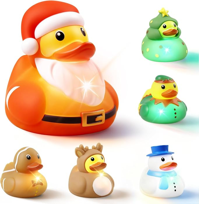 Christmas Light Up Bath Toys,Rubber Ducks Toddler Bath Toys for Kids,Christmas Bathtub Toys Prese... | Amazon (US)