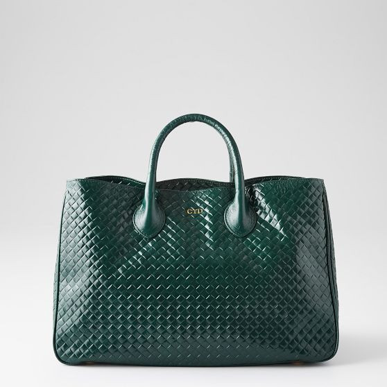 Elisabetta Woven Embossed Leather Handbag | Mark and Graham