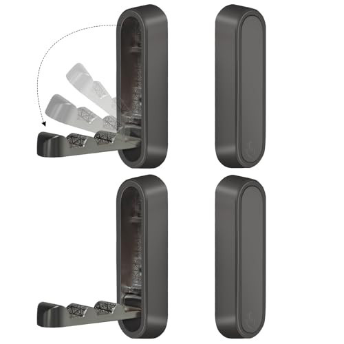 HNCSGJMY 4PCS Folding Coat Hooks, Flip Down Hook, Foldable Gold Hook Wall, Heavy Duty Invisible Folding Hooks for Hanging Coats, Bags, Hats, Cooking Utensil, Bathrobes, Keys (Black) | Amazon (US)