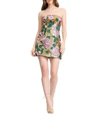 Dress the Population Scottie Strapless Embroidered Sequin Mini Dress | Dillard's | Dillard's