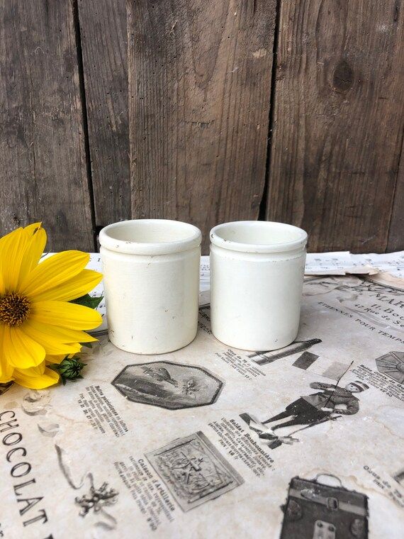 Pair of Small White Antique Ironstone Pots / Preserve Jars / | Etsy | Etsy (CAD)