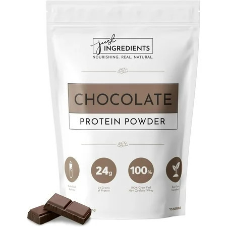 JUST INGREDIENTS Protein Powder | 15 Servings | 24g Protein | Chocolate Flavor Made with 100% Grass-Fed, Non-Denatured Whey | Five Different Sources from Organic Whole Food Ingredients | Walmart (US)