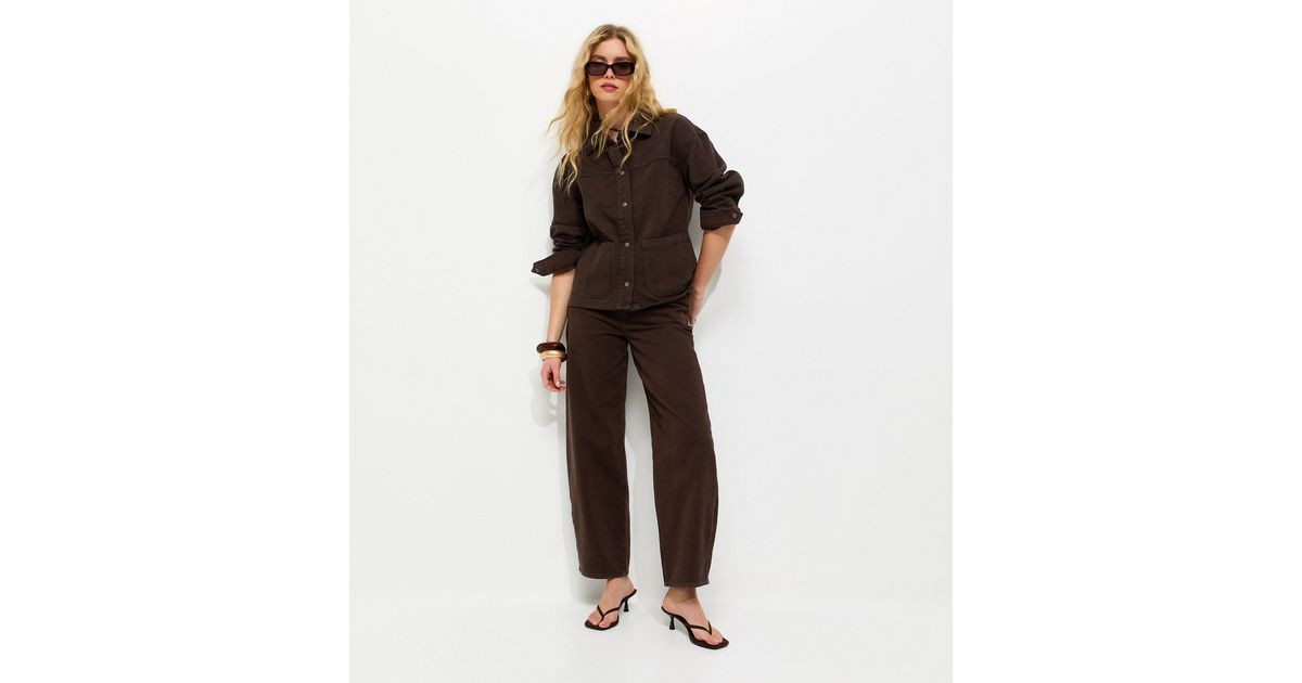 Women's Dark Brown Barrel Leg Jeans New Look | New Look (UK)